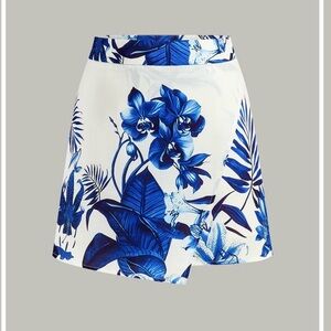 Commense Blue Asymmetrical Floral Women's Skirt